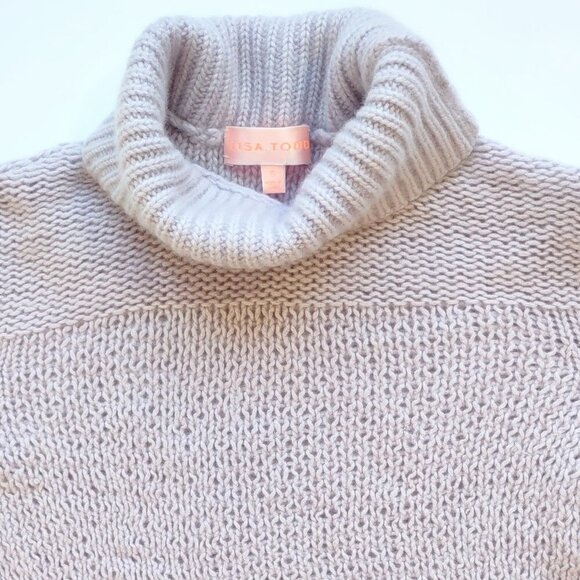 Lisa Todd 100% Cashmere Crop High Neck Sweater Bell Cuffs Boho Romantic Sz Small - Picture 5 of 9